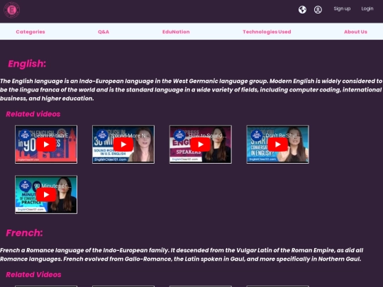 html/languages screenshot