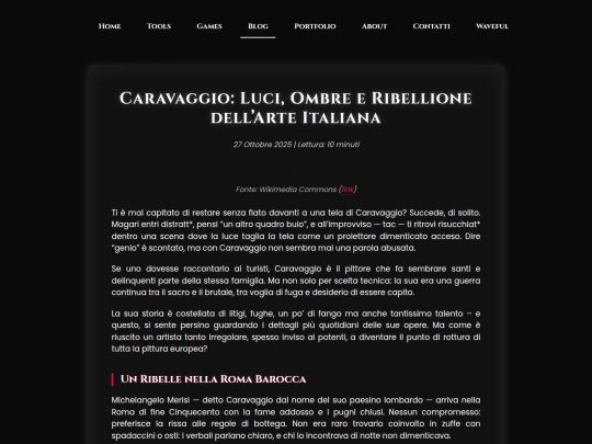 blog/caravaggio-genio-barocco screenshot