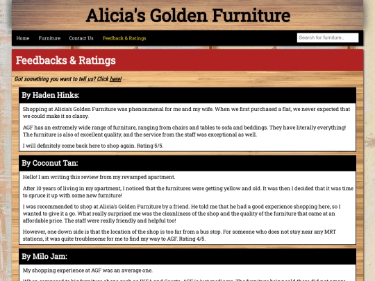 Feedbacks screenshot