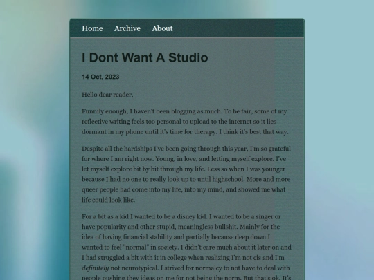blog/posts/2023-10-14-I-Dont-Want-A-Studio screenshot