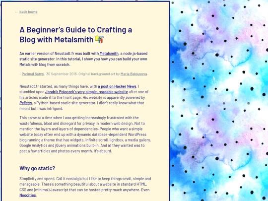 essays/crafting-a-simple-blog-with-metalsmith screenshot