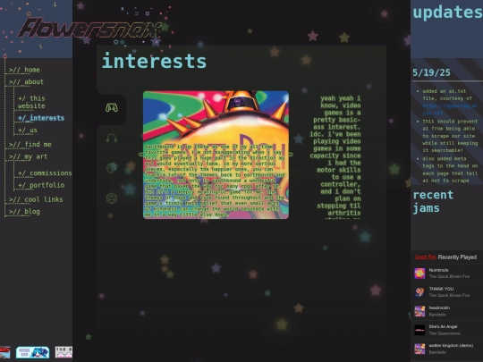 about/interests screenshot