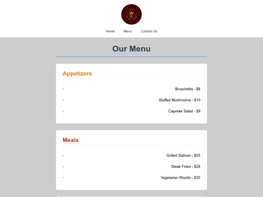 menu screenshot