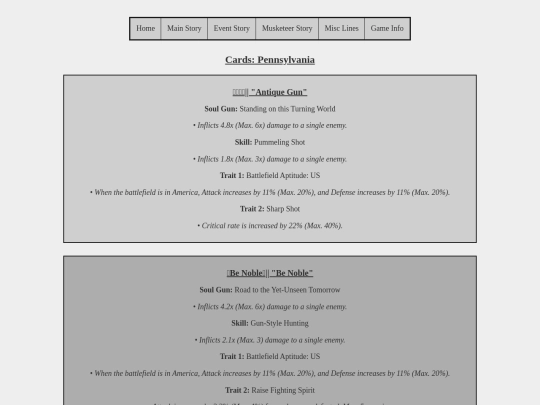 Card Info/pennsylvaniacardpage screenshot