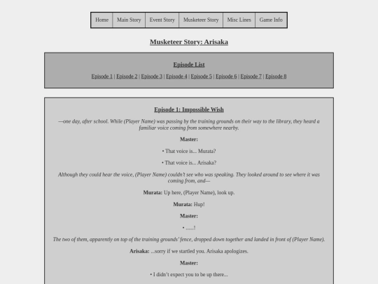 Musketeer Stories/arisakastory screenshot