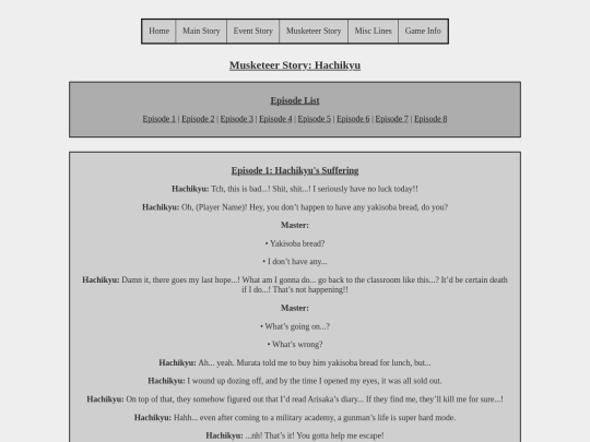 Musketeer Stories/hachikyustory screenshot