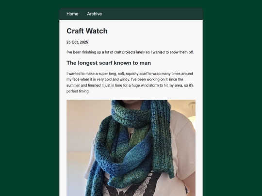 blog/posts/2025-10-25-Craft-Watch screenshot