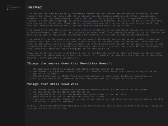 website/server screenshot