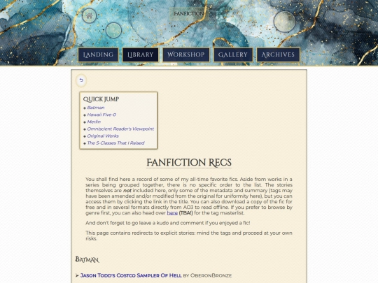 library/fanfiction screenshot