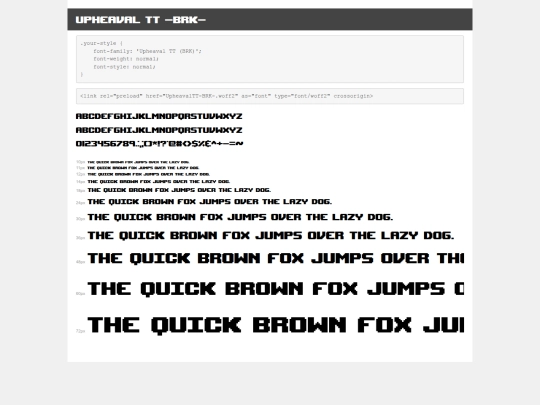 upheaval-font/demo screenshot