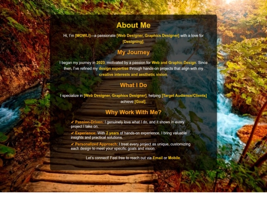 own website/about screenshot