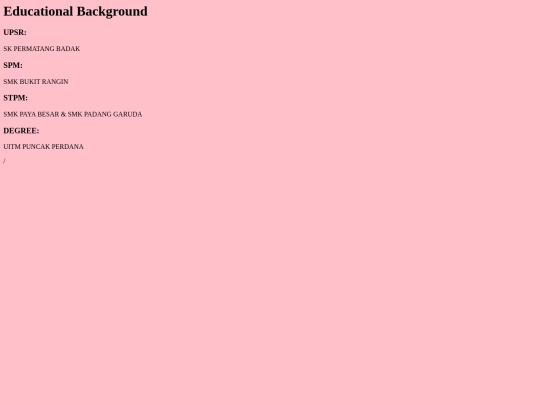 Educational Background screenshot