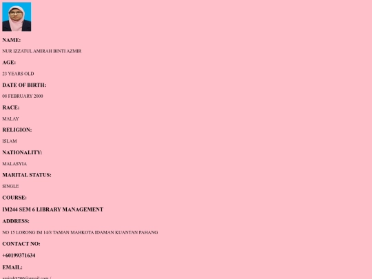 Personal Detail screenshot