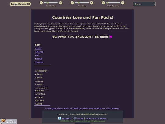 countries screenshot