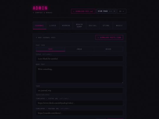 admin screenshot