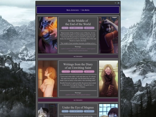 Characters/Fan-Works/The-Elder-Scrolls/Directory screenshot
