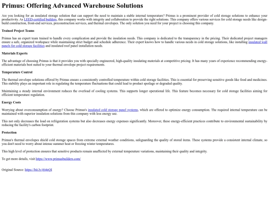 PrimusOfferingAdvancedWarehouseSolutions screenshot