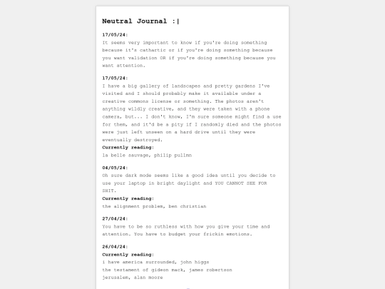 neutral-journal screenshot