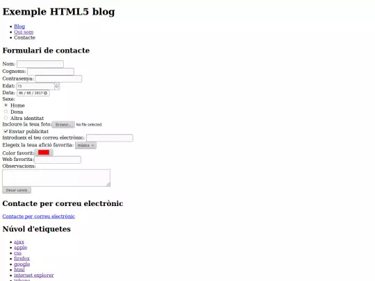 Pagines/contacte screenshot