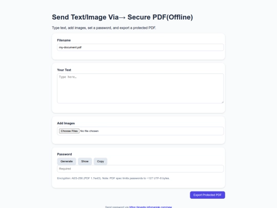 Secure_PDF_Creator_for_text_and_images_OFFLINE screenshot