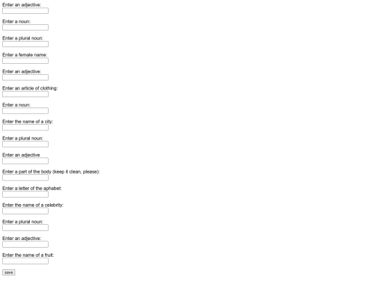 madlibs screenshot