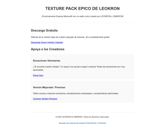 pagina principal del paquete de recursos minecraft screenshot
