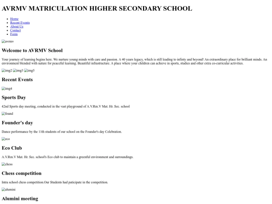 project/avrmv website screenshot