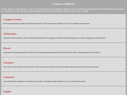 project/courses screenshot