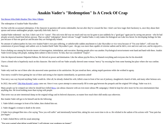AnakinVaderRedemptionIsACrockOfCrap screenshot