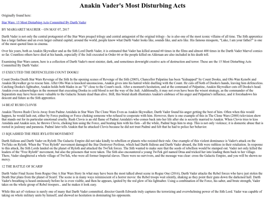 Articles/AnakinVaderMostDisturbingActs screenshot