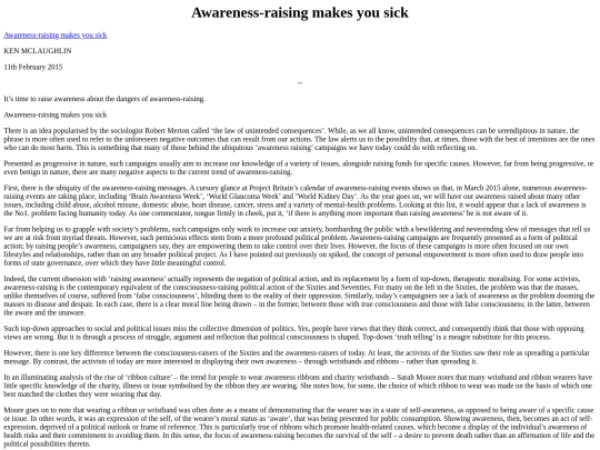 Articles/AwarenessRaisingMakesYouSick screenshot