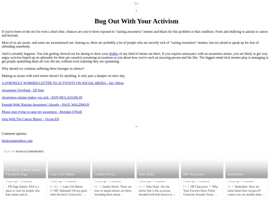 Articles/BugOutWithYourActivism screenshot