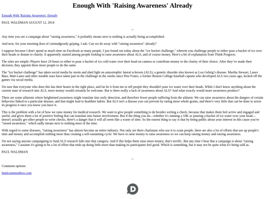 Articles/EnoughWithRaisingAwarenessAlready screenshot
