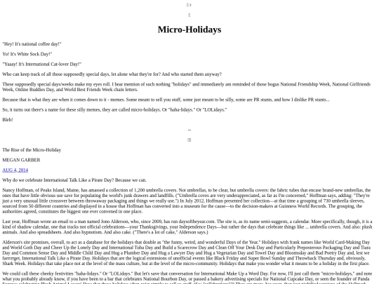 Articles/MicroHolidays screenshot