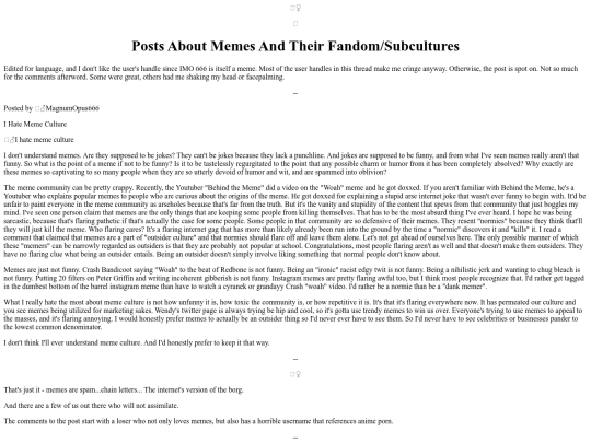 Articles/PostsAboutMemeSubculture screenshot