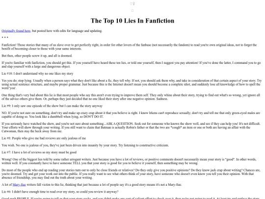 Articles/Top10LiesInFanfiction screenshot