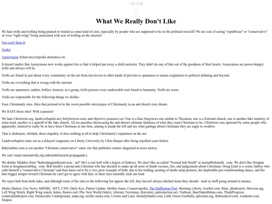 Articles/WhatWeDoNotLike screenshot