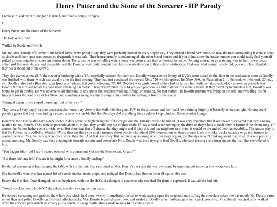 Badfic/HPParody screenshot