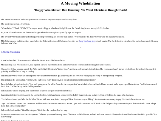 Foefiction/AMovingWhobilation screenshot