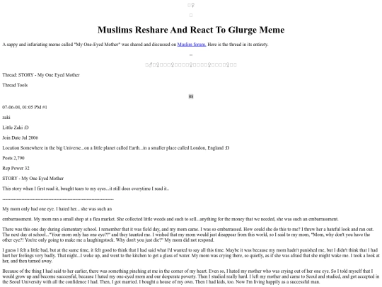 Islamic/MuslimsReactToOneEyedMomGlurge screenshot
