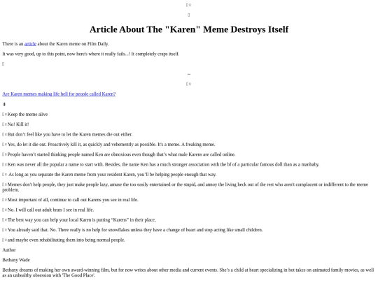 Losers/KarenMemeArticleCancelesItself screenshot