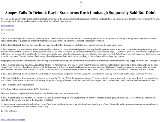 Losers/SnopesBungleOnRushLimbaugh screenshot
