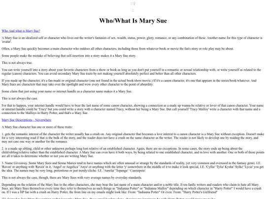 MarySue/WhoAndWhatIsMarySue screenshot