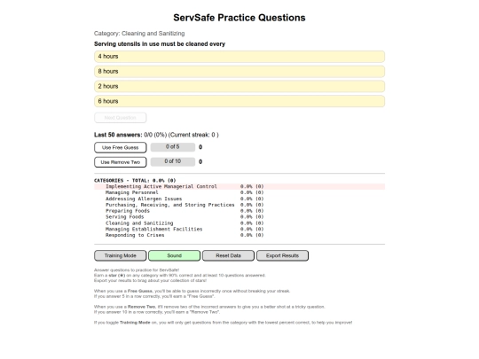 ServSafeQuiz screenshot