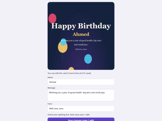 birthday screenshot