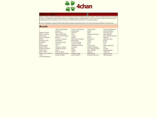 pages/sitereplicas/4chanfrontpagereplica screenshot