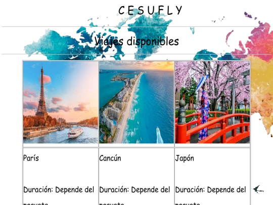 Agencia_de_viajes/Menu screenshot