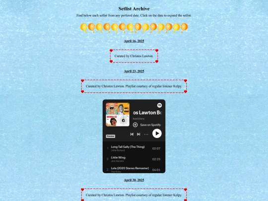 christoslawtonsetlist screenshot