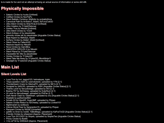impossiblecircleslist screenshot