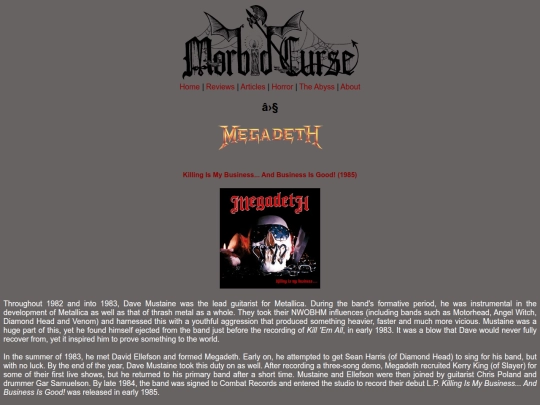 reviews/megadeth screenshot